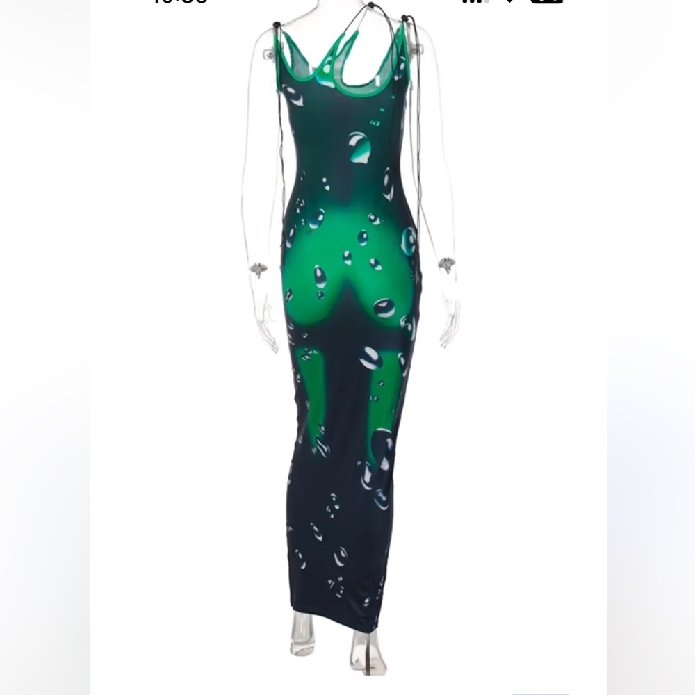 Chamber Green Waterdrops Body Print Dress - Picture 2 of 10